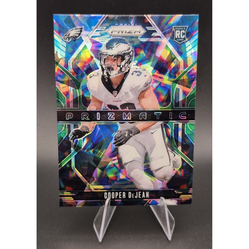 2024 Panini Prizm Cooper DeJean Prizmqtic #6 Green Cracked Ice.(RC) Eagles